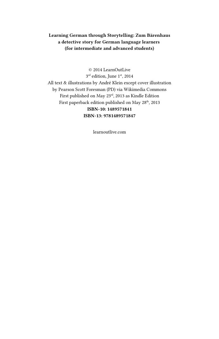 Learning German through Storytelling: Zum BÃ¤renhaus - a detective story for German language learners (includes exercises) by André Klein
