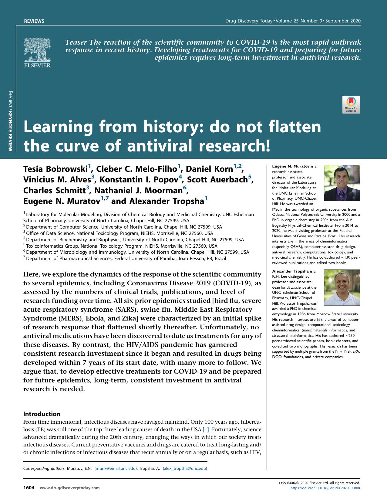 Learning from history: do not flatten the curve of antiviral research! by unknow
