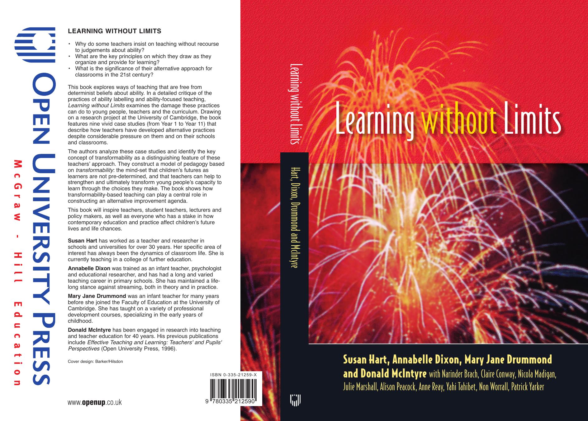 Learning without Limits by Susan Hart Annabelle Dixon Mary Jane Drummond Donald McIntyre