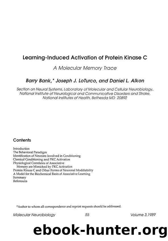 Learning-induced activation of protein kinase C by Unknown
