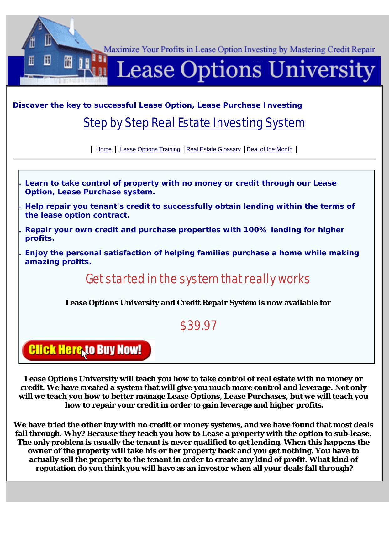 Lease Options University. by Best of Kuszter's Collection