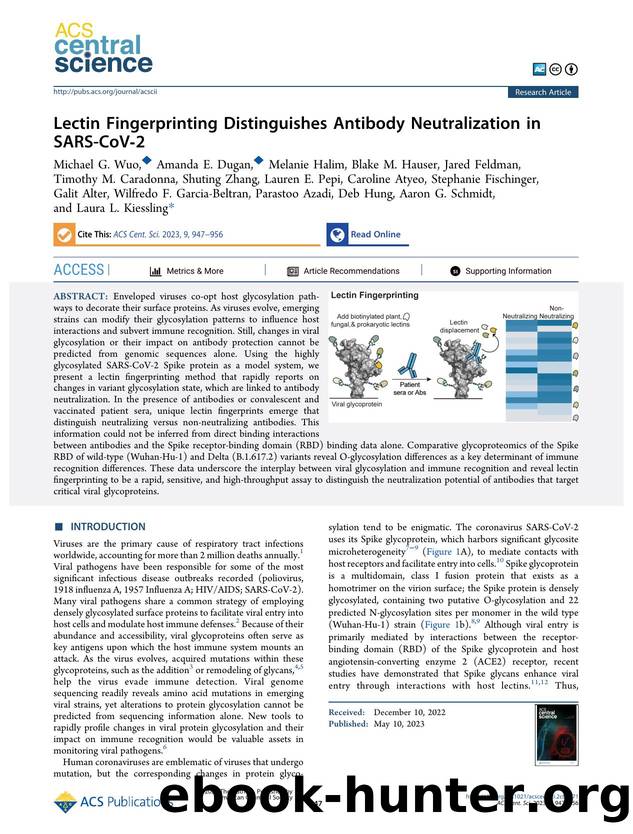 Lectin Fingerprinting Distinguishes Antibody Neutralization in SARS-CoVâ2 by unknow