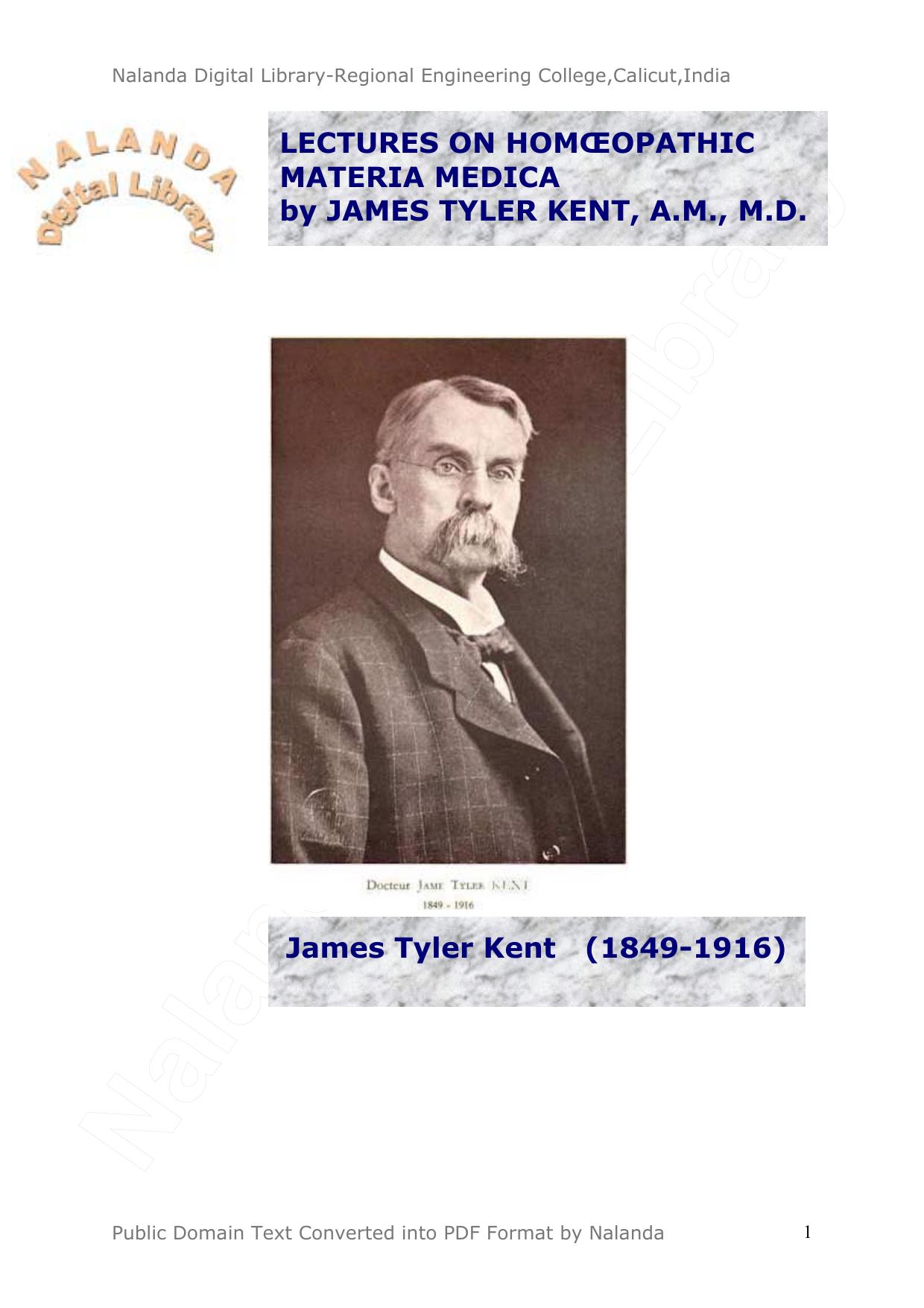Lectures on Homoeopathic Materia medica by Kent James Tyler