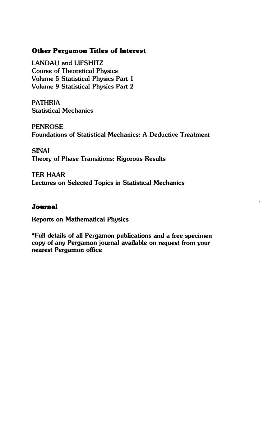 Lectures on Statistical Mechanics by M. G. Bowler (Auth.)