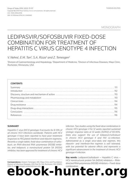 Ledipasvirsofosbuvir fixed-dose combination for treatment of hepatitis c virus genotype 4 infection by Copyright © 2016 Prous Science & S.A.U. or its licensors. All rights reserved