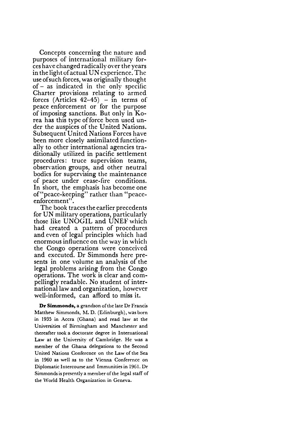 Legal Problems Arising from the United Nations Military Operations in the Congo by R. Simmonds LL. B. (Birmingham) Ph. D. (Cantab.) (auth.)