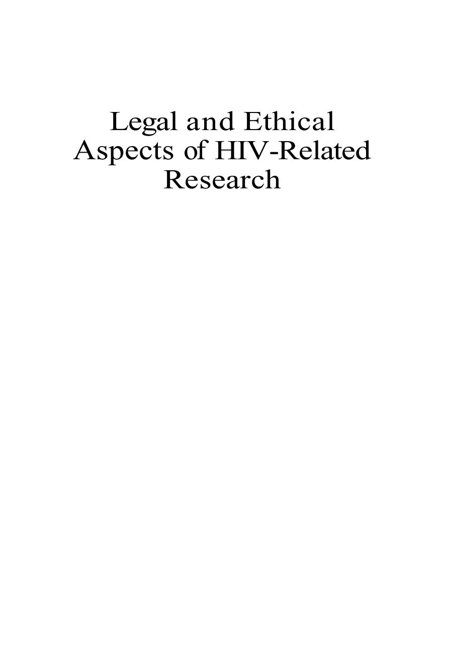 Legal and Ethical Aspects of HIV-Related Research by Sana Loue J.D. Ph.D. (auth.)