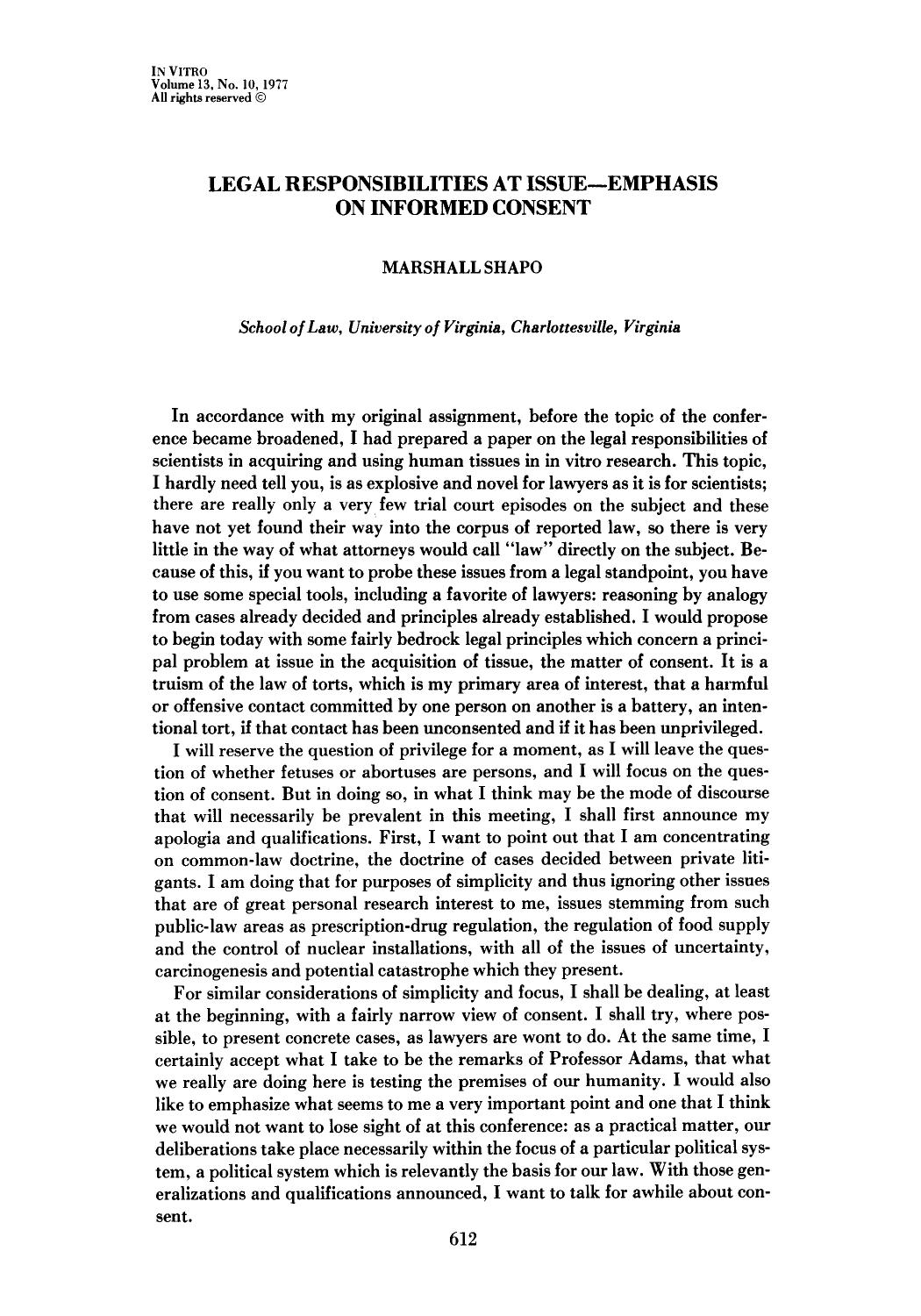 Legal responsibilities at issue-emphasis on informed consent by Unknown