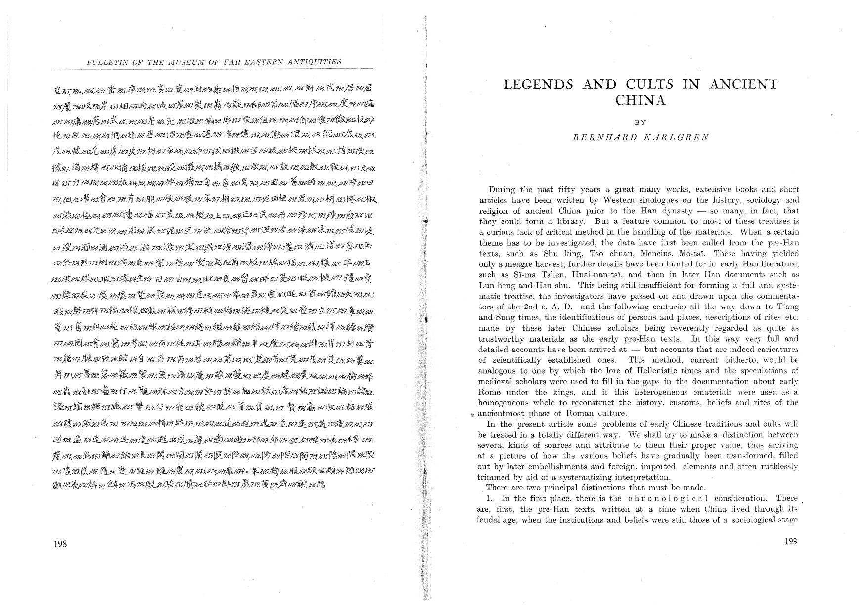 Legends and cults in ancient China by Bernhard Karlgren
