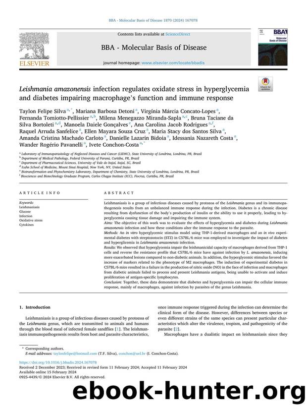 Leishmania amazonensis infection regulates oxidate stress in hyperglycemia and diabetes impairing macrophage's function and immune response by unknow