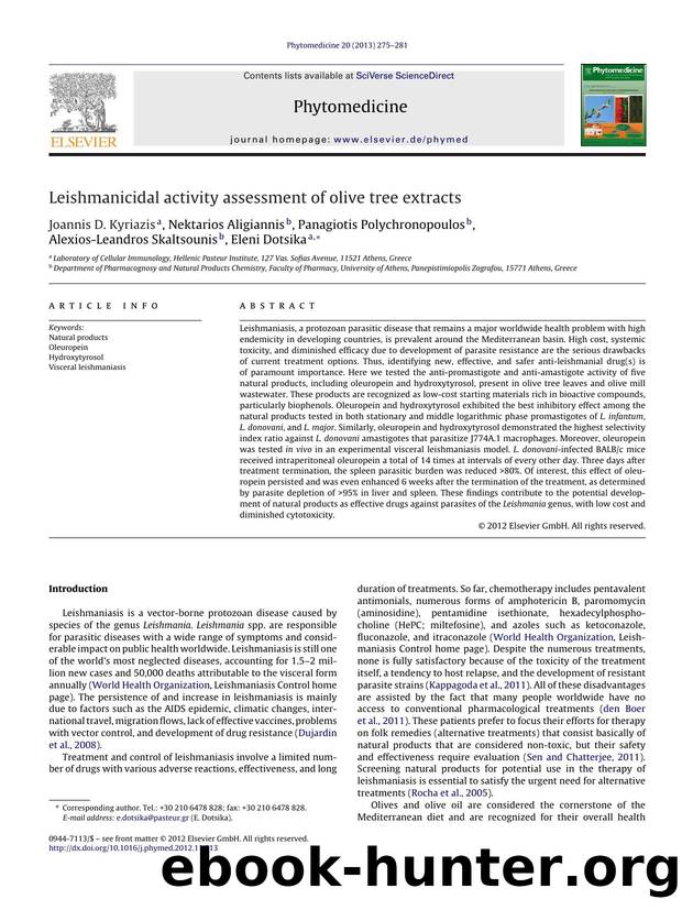 Leishmanicidal activity assessment of olive tree extracts by Joannis D. Kyriazis