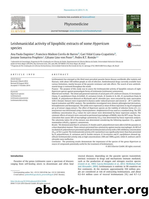 Leishmanicidal activity of lipophilic extracts of some Hypericum species by unknow