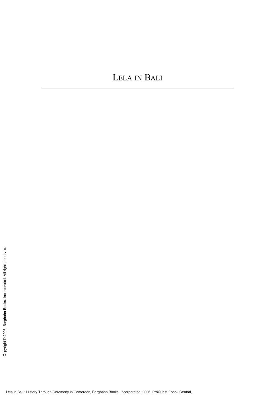 Lela in Bali : History Through Ceremony in Cameroon by Richard Fardon