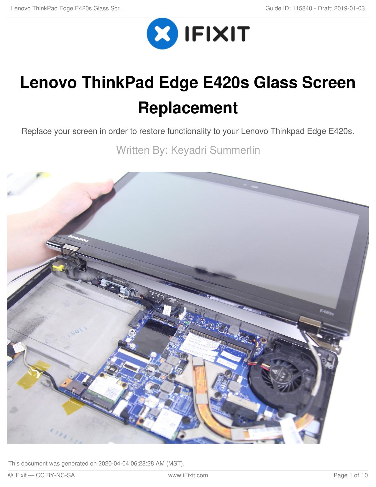 Lenovo ThinkPad Edge E420s Glass Screen Replacement by Unknown
