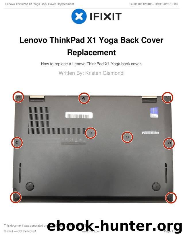 Lenovo ThinkPad X1 Yoga Back Cover Replacement by Unknown