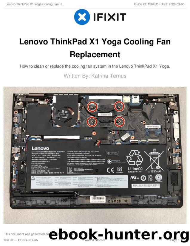 Lenovo ThinkPad X1 Yoga Cooling Fan Replacement by Unknown