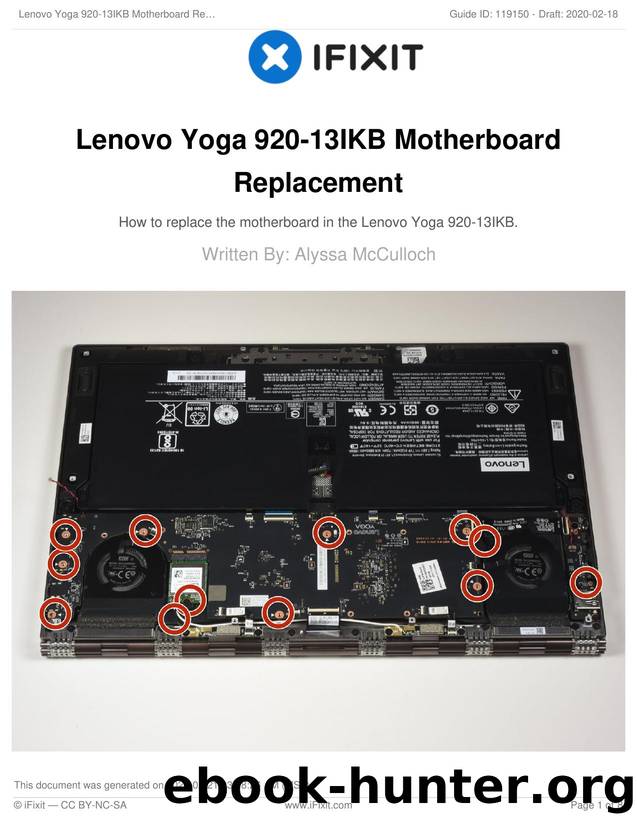 Lenovo Yoga 920-13IKB Motherboard Replacement by Unknown