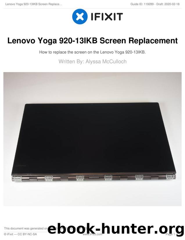 Lenovo Yoga 920-13IKB Screen Replacement by Unknown