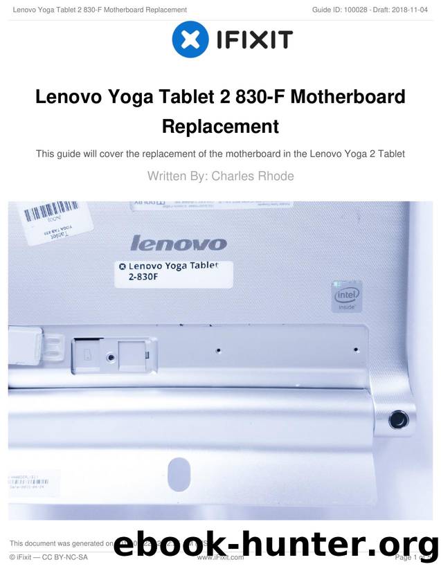 Lenovo Yoga Tablet 2 830-F Motherboard Replacement by Unknown