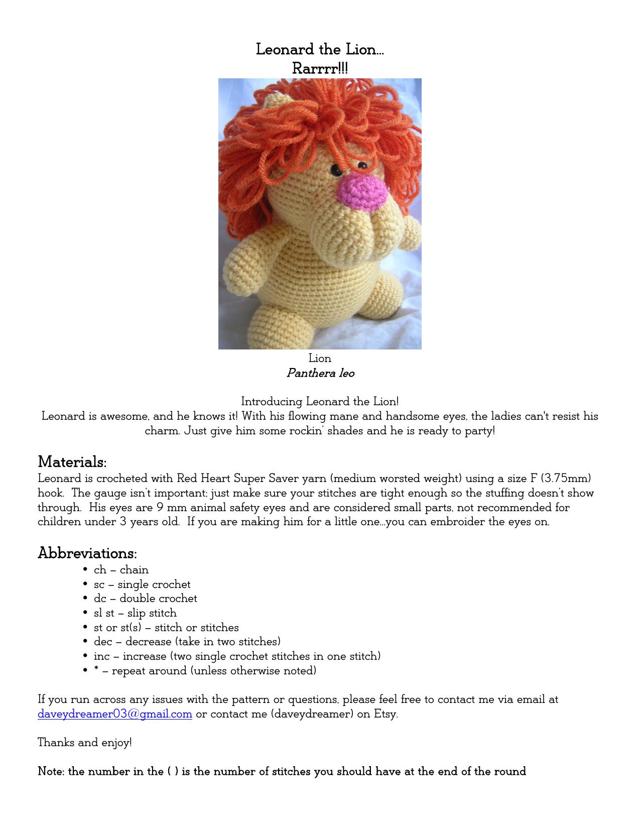 Leonard the Lion by Libby