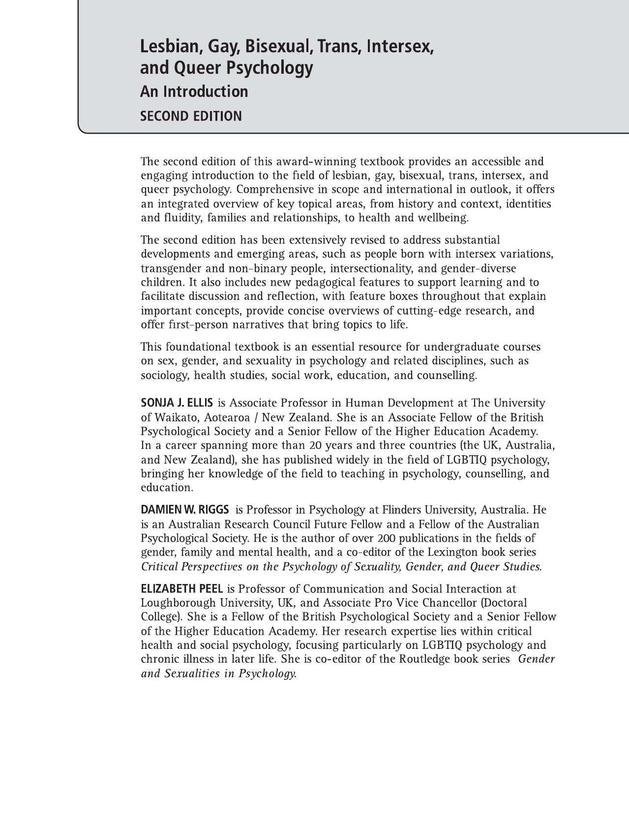 Lesbian, Gay, Bisexual, Trans, Intersex, and Queer Psychology: An Introduction Ed 2 by Unknow