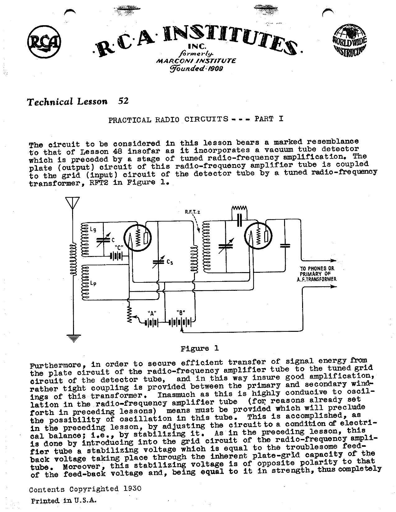 Lesson 52 - Practical Radio Circuits by Part I
