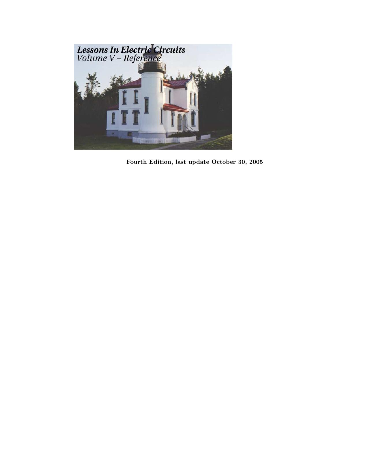 Lessons In Electric Circuits by Tony R. Kuphaldt