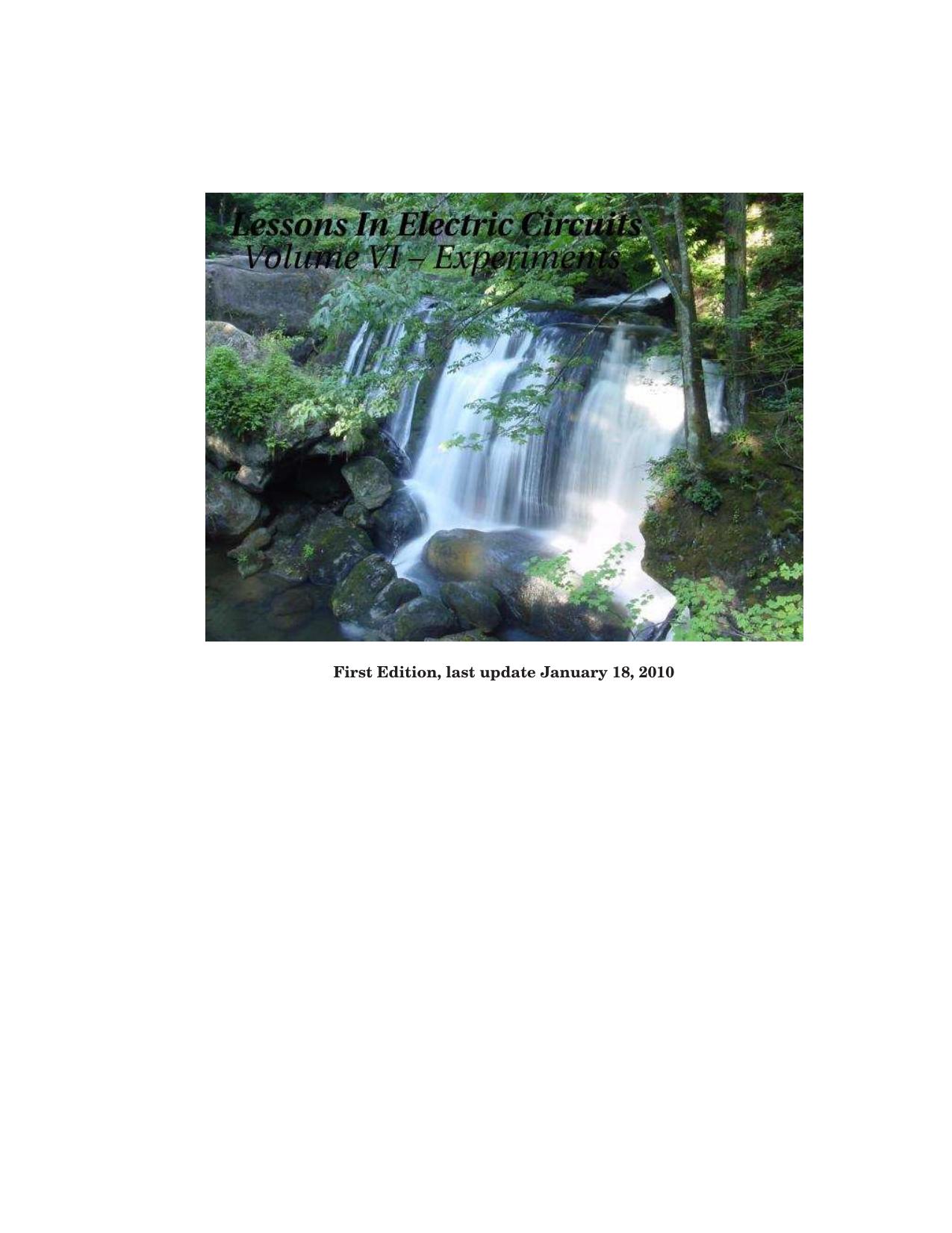 Lessons In Electric Circuits, Volume VI -- Experiments by Tony R. Kuphaldt
