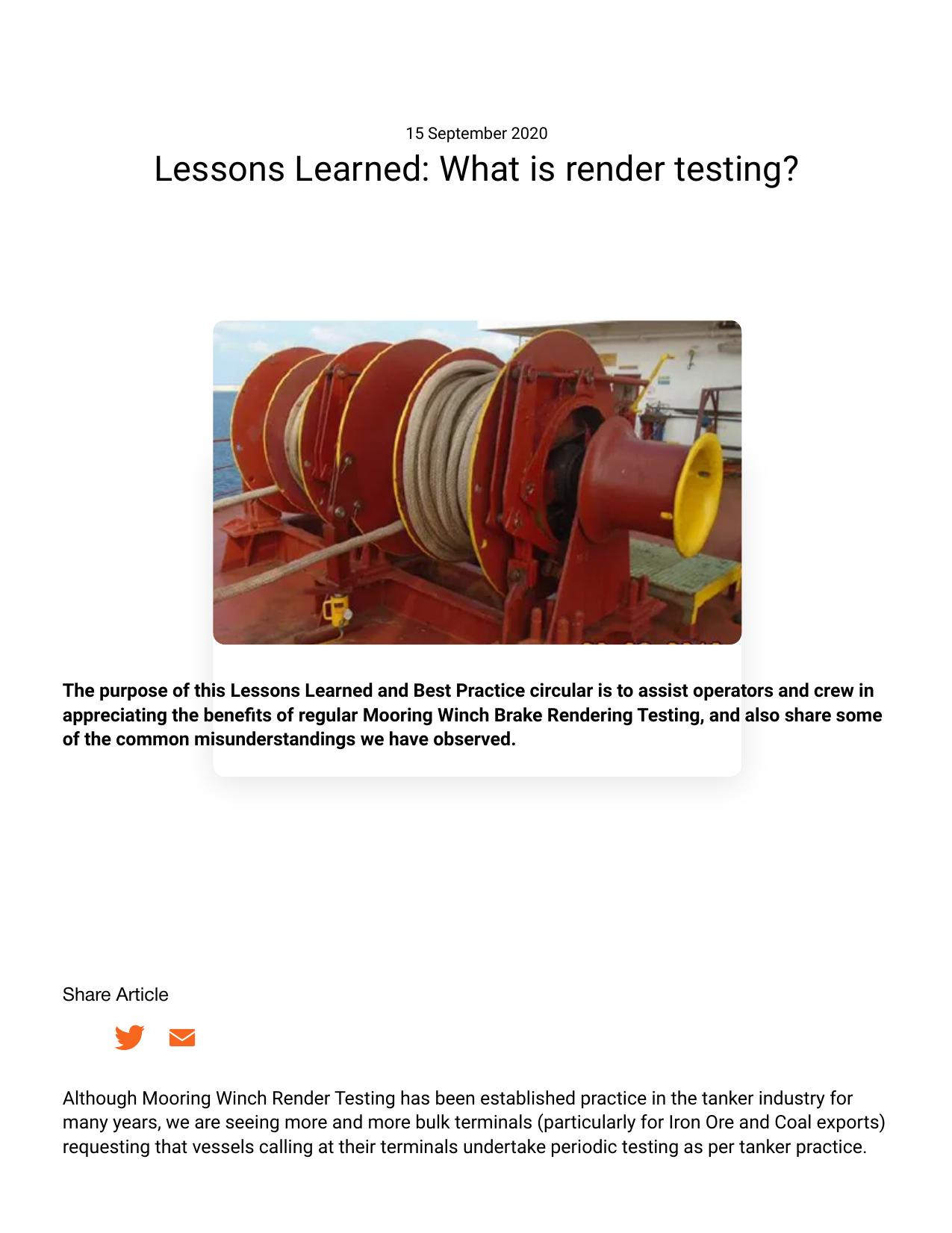 Lessons Learned What is Render testing Rightship by Unknown