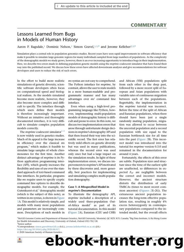 Lessons Learned from Bugs in Models of Human History by Aaron P. Ragsdale & Dominic Nelson & Simon Gravel & Jerome Kelleher