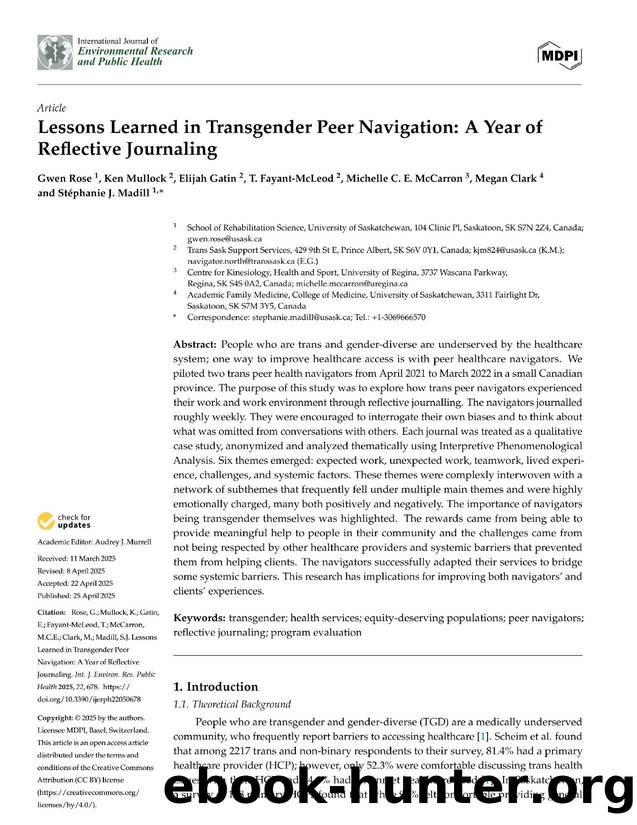 Lessons Learned in Transgender Peer Navigation  A Year of Reflective Journaling by Unknown