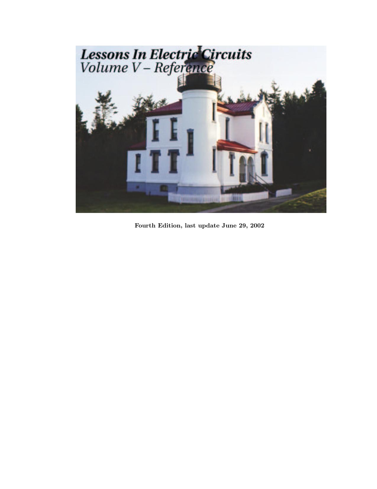 Lessons in Electric Circuits Vol V - Reference by T. Kuphaldt