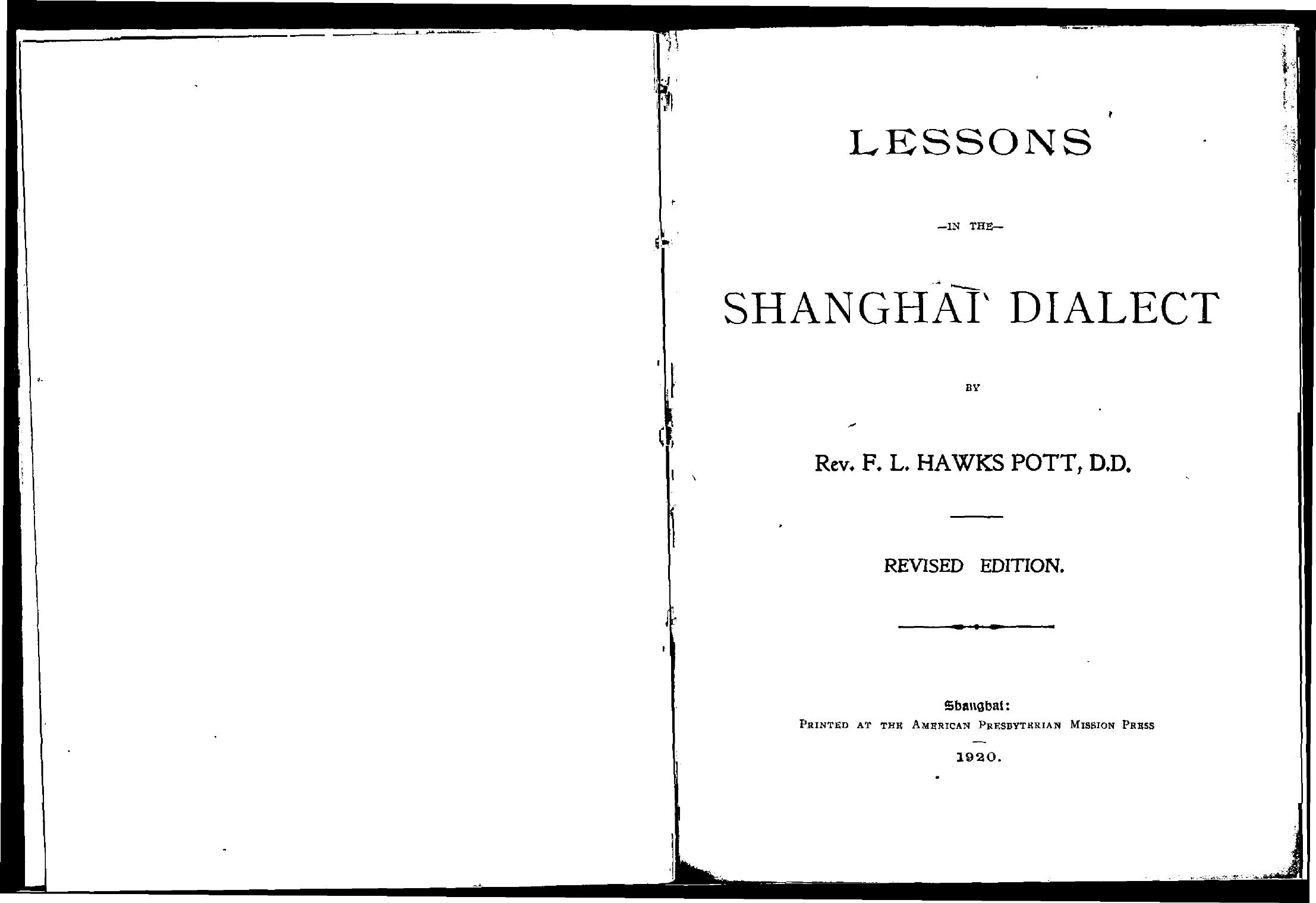 Lessons in the Shanghai dialect by F. L. Hawks Pott
