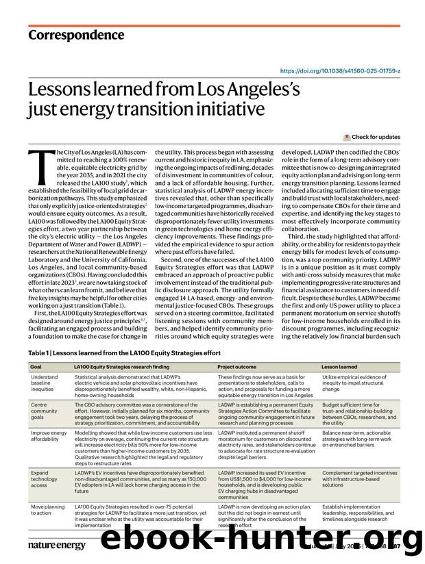 Lessons learned from Los Angelesâs just energy transition initiative by Rachel Sheinberg & Gregory Pierce & Stephanie Pincetl & Gregory Reed