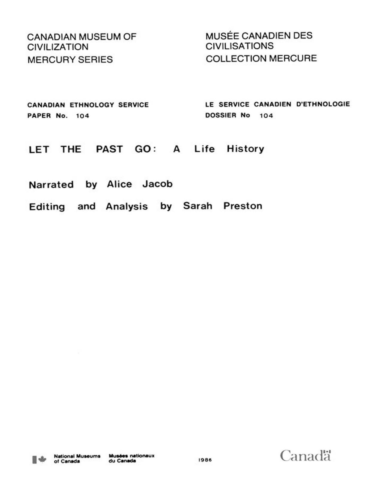 Let the past go: A life history by Alice Jacob
