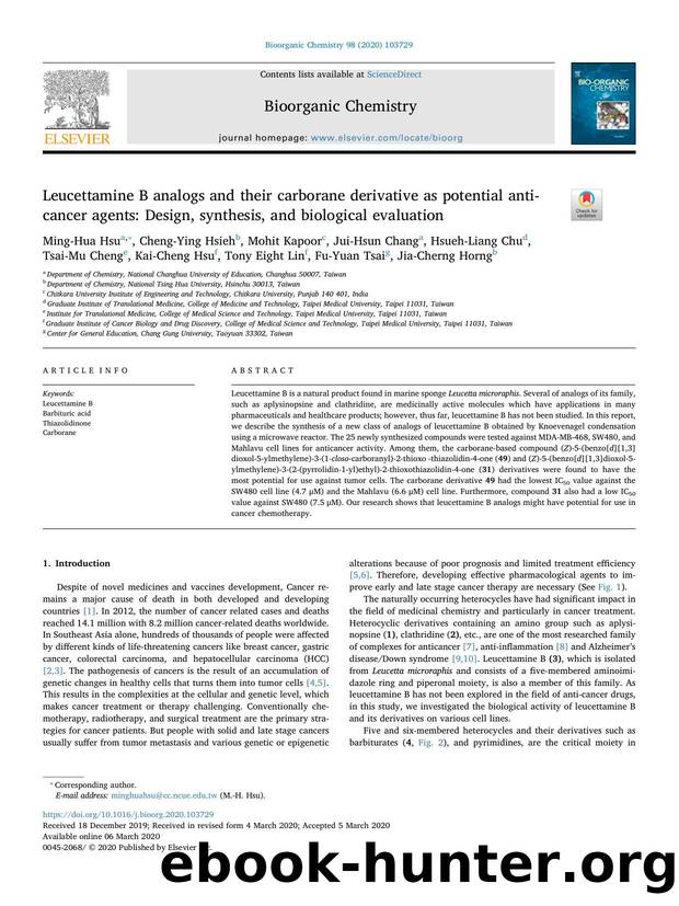 Leucettamine B analogs and their carborane derivative as potential anti-cancer agents_ Design, synthesis, and biological evaluation by unknow