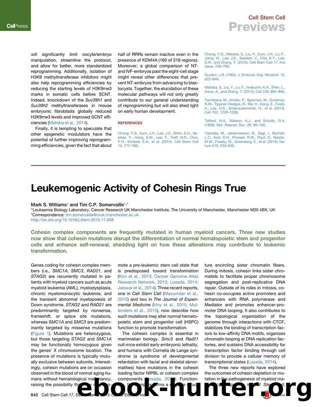 Leukemogenic Activity of Cohesin Rings True by Mark S. Williams & Tim C.P. Somervaille