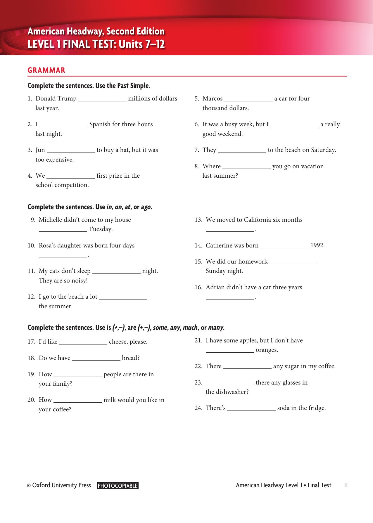 Level 1 Final Test by Unknown