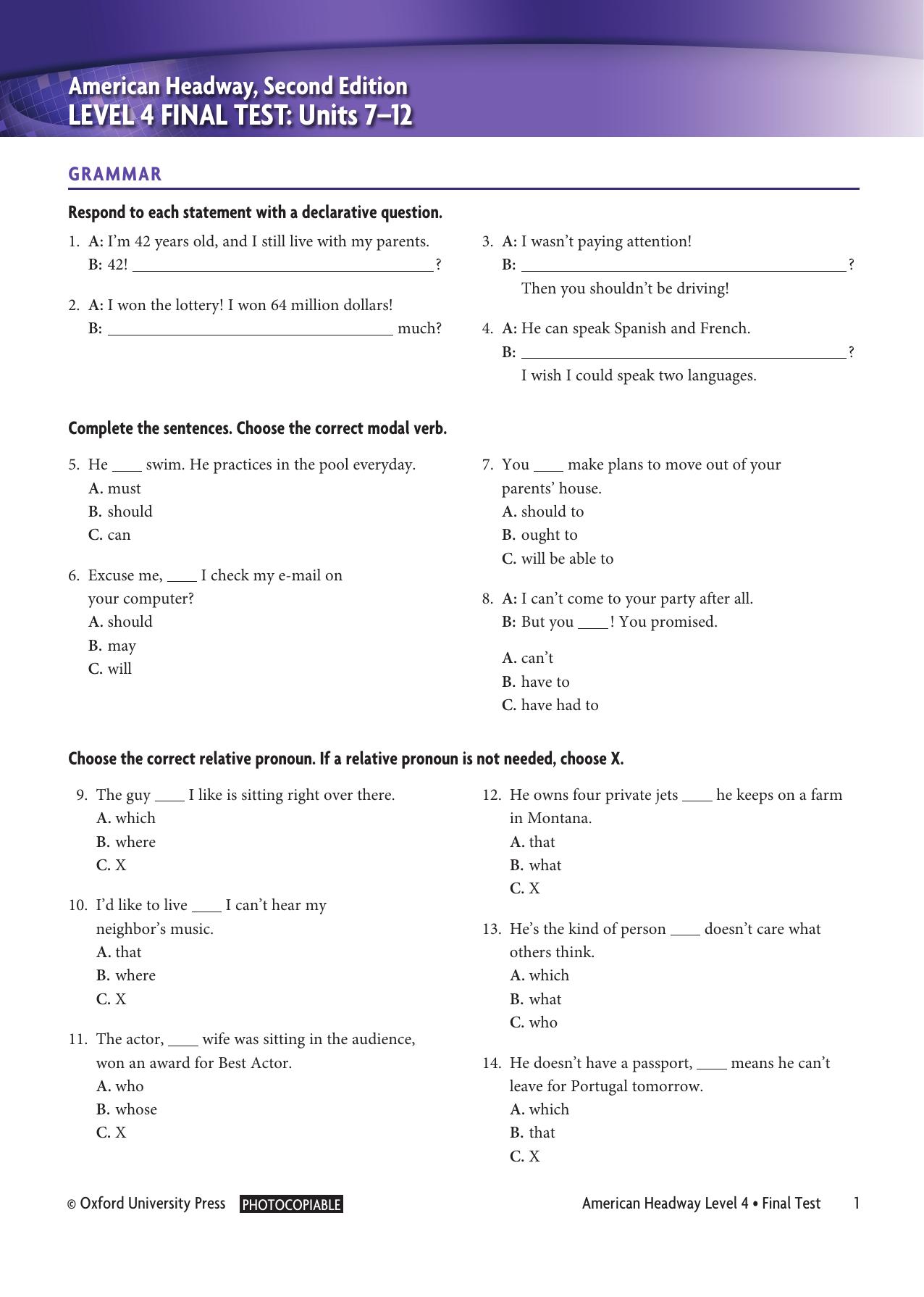 Level 4 Final Test by Unknown