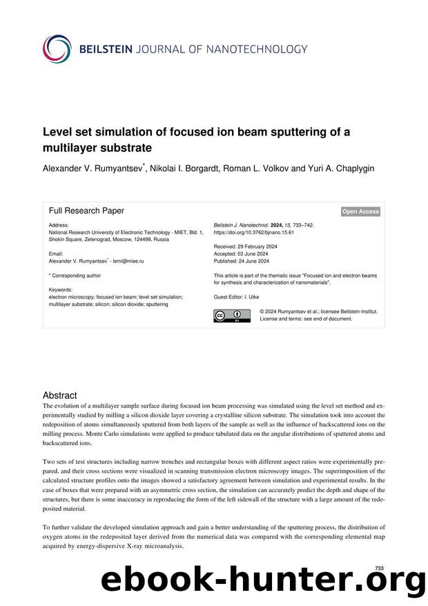 Level set simulation of focused ion beam sputtering of a multilayer substrate by Alexander V. Rumyantsev Nikolai I. Borgardt Roman L. Volkov Yuri A. Chaplygin