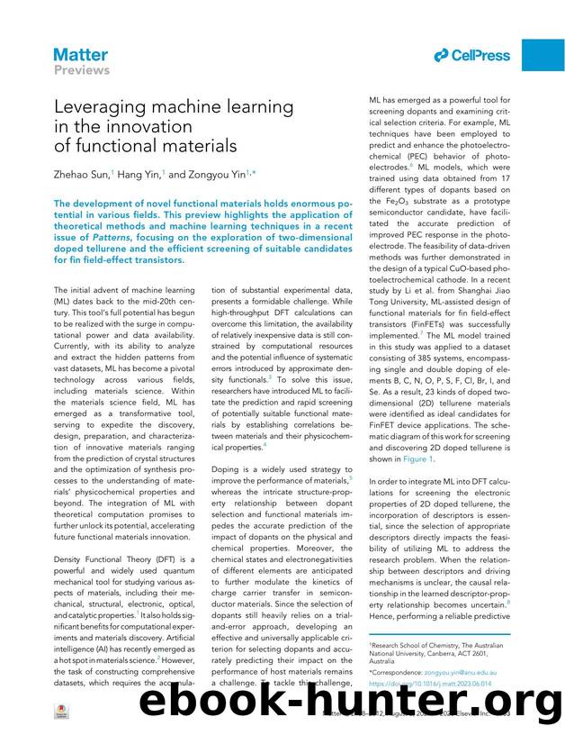 Leveraging machine learning in the innovation of functional materials by Zhehao Sun & Hang Yin & Zongyou Yin
