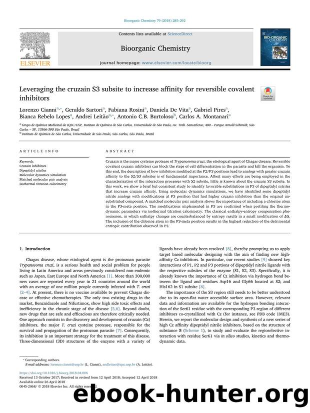 Leveraging the cruzain S3 subsite to increase affinity for reversible covalent inhibitors by unknow