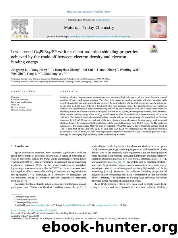 Lewis based-Cs4PbBr6EP with excellent radiation shielding properties achieved by the trade-off between electron density and electron binding energy by Jingyang Li