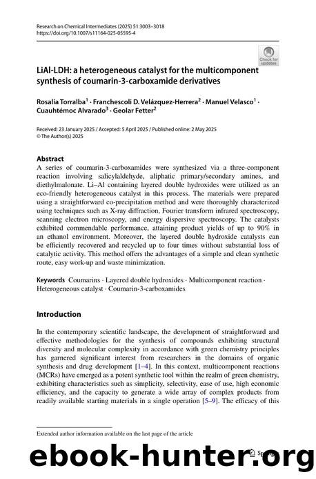LiAl-LDH: a heterogeneous catalyst for the multicomponent synthesis of coumarin-3-carboxamide derivatives by unknow