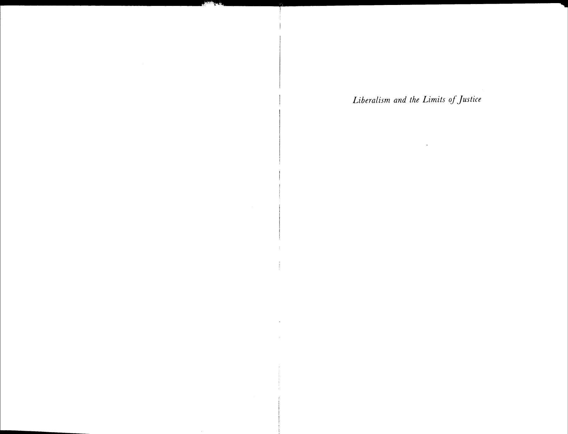 Liberalism and the Limits of Justice by Michael J. Sandel