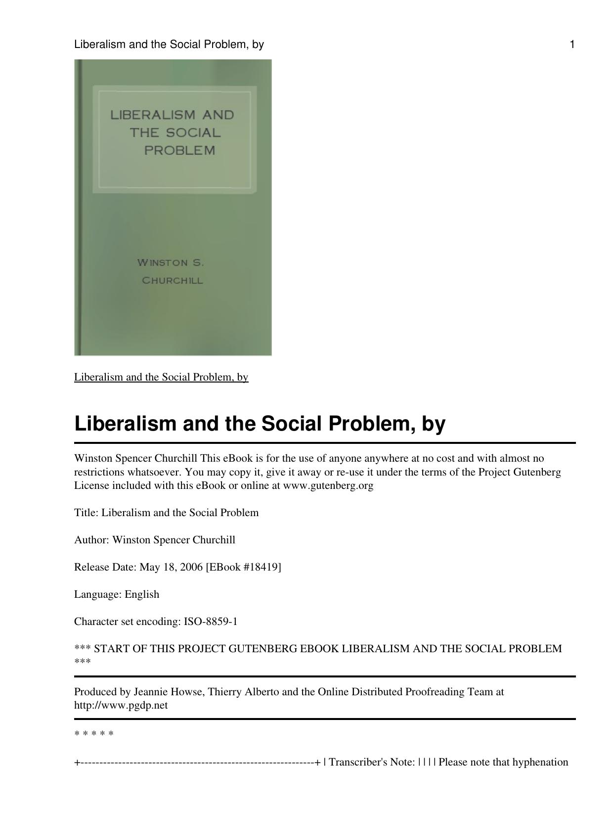 Liberalism and the Social Problem by Winston S. Churchill