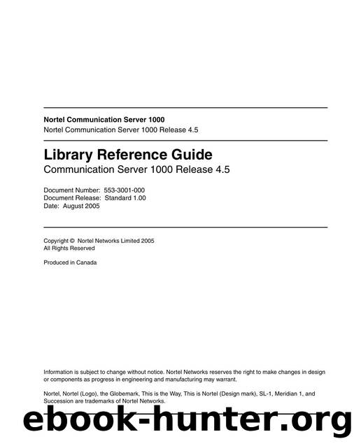 Library Navigator Communication Server 1000 Release 4.0 by Nortel Networks