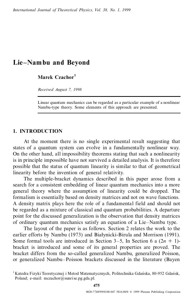 Lie-Nambu and Beyond by Unknown
