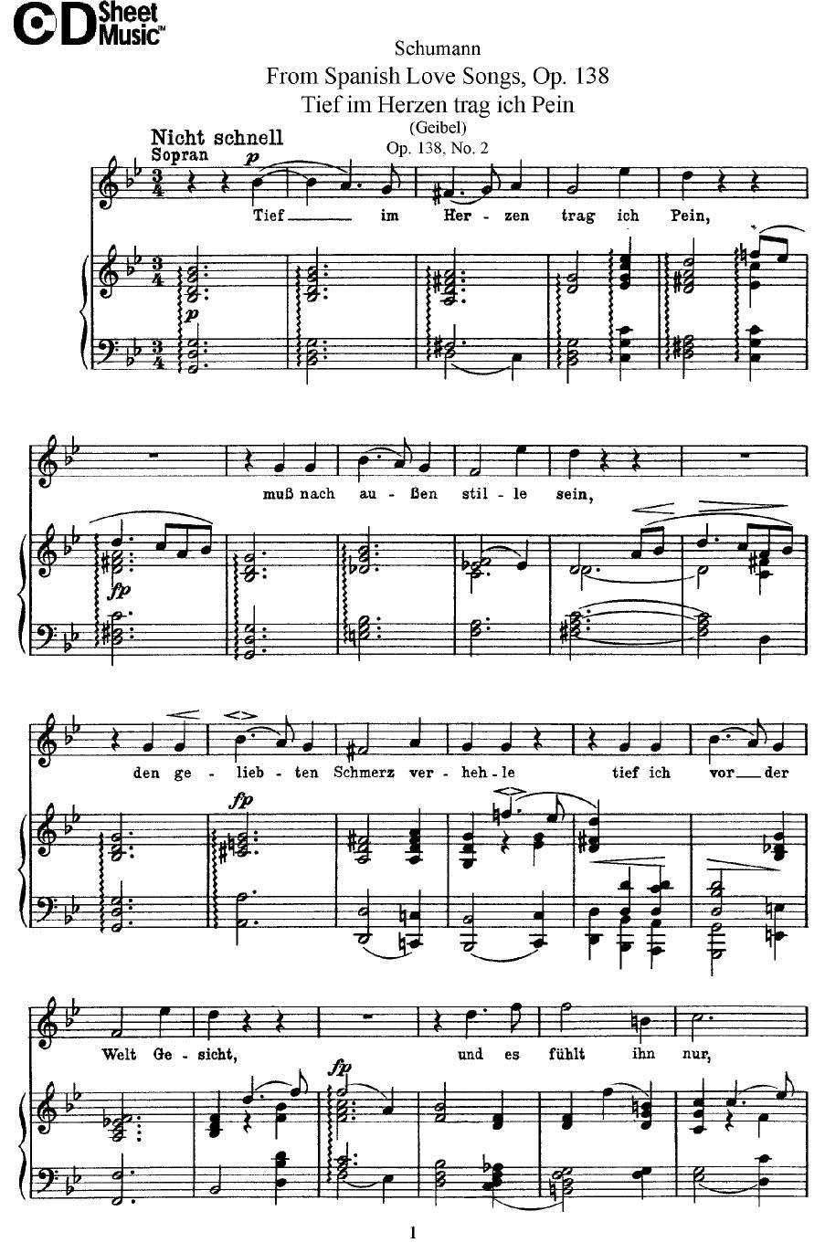 Lieder 1: Schumann, fm Spanish Love Songs, Op.138 by WBaxley Music Subito Music Corp && Stephens Pub. Co