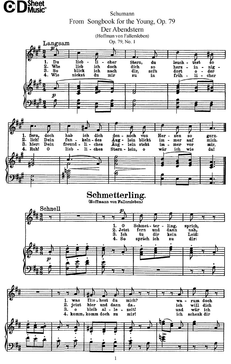 Lieder 1: Schumann, from Songbook for the Young by WBaxley Music Subito Music Corp && Stephens Pub. Co